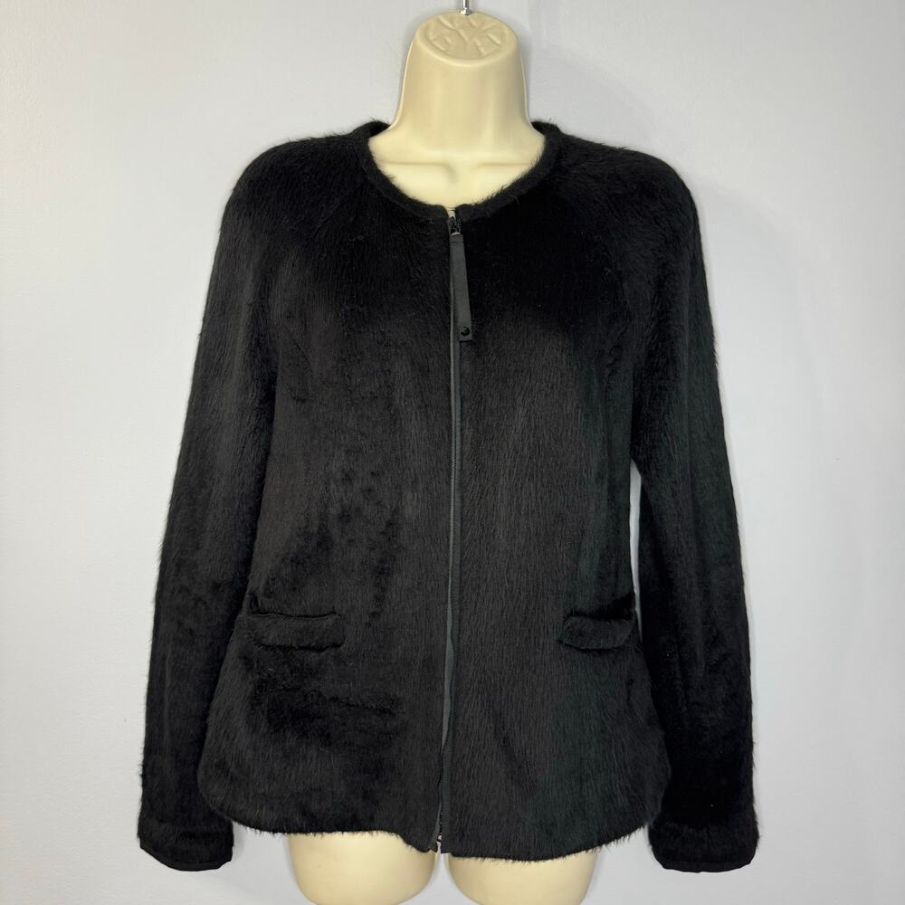 Marc Cain Wool Blend Zip Front Jacket Black Quiet Luxury Classic Women's 4